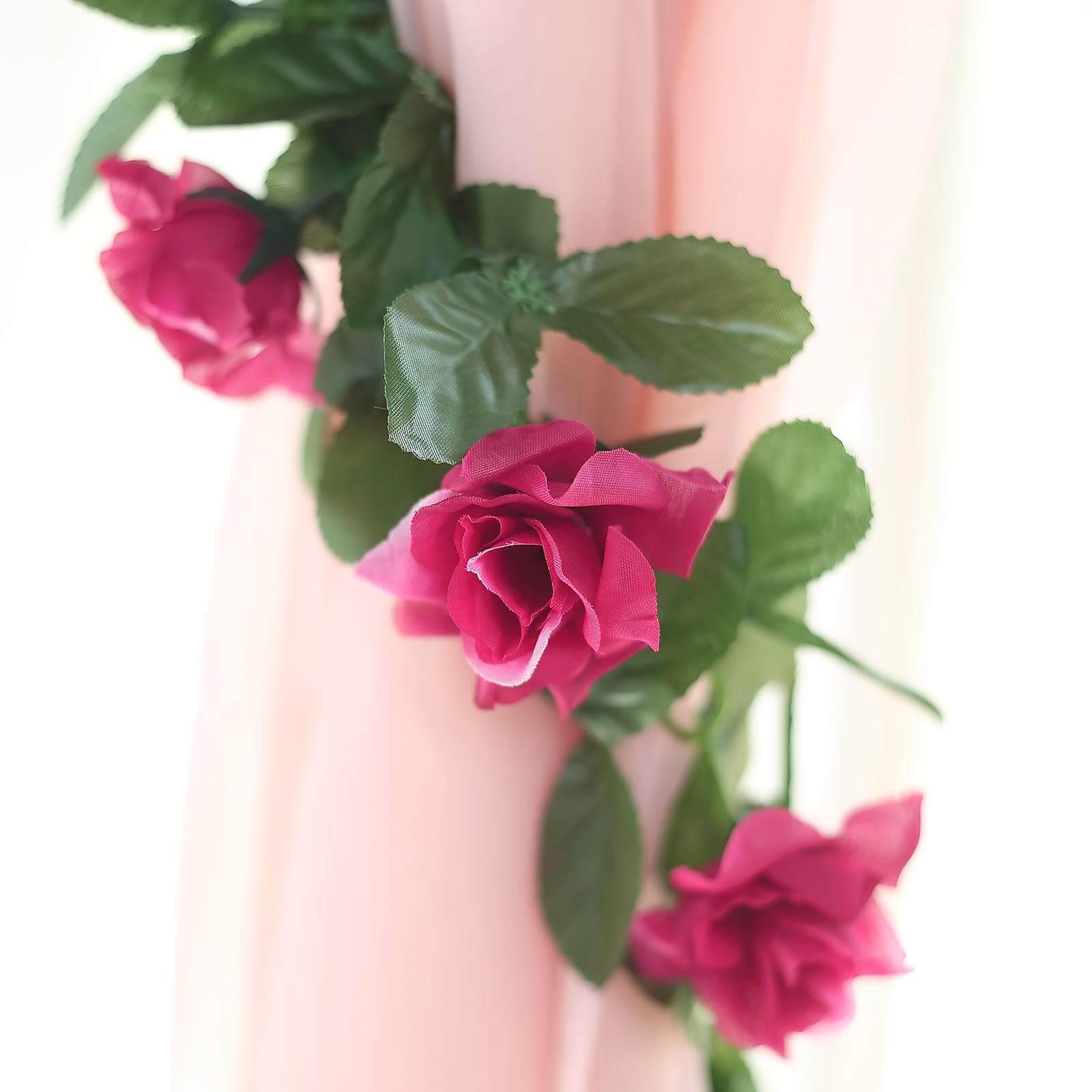 6ft Fuchsia Artificial Silk Rose Garland UV Protected Flower Chain