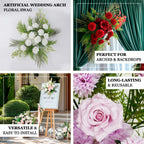 Artificial Wedding Arch Flowers â€“ Blush Rose & Chrysanthemum Swag with Greenery and Palm Leaves - Bell Racket Store