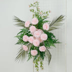 Artificial Wedding Arch Flowers â€“ Blush Rose & Chrysanthemum Swag with Greenery and Palm Leaves - Bell Racket Store