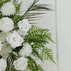 Artificial Wedding Arch Flowers â€“ Ivory Rose & Chrysanthemum Swag with Greenery and Palm Leaves - Bell Racket Store