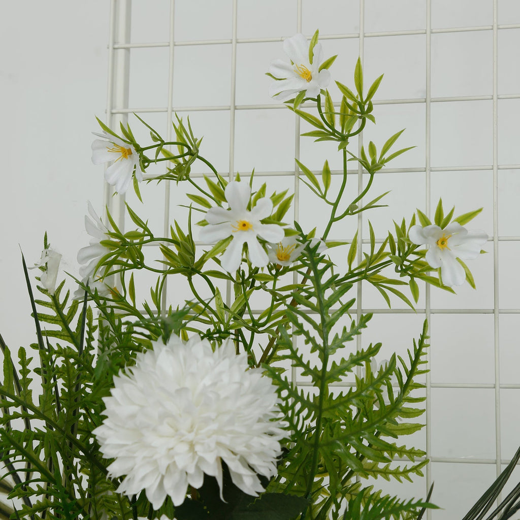 Artificial Wedding Arch Flowers â€“ Ivory Rose & Chrysanthemum Swag with Greenery and Palm Leaves - Bell Racket Store