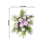 Artificial Wedding Arch Flowers â€“ Lavender Lilac Rose & Chrysanthemum Swag with Greenery and Palm Leaves - Bell Racket Store