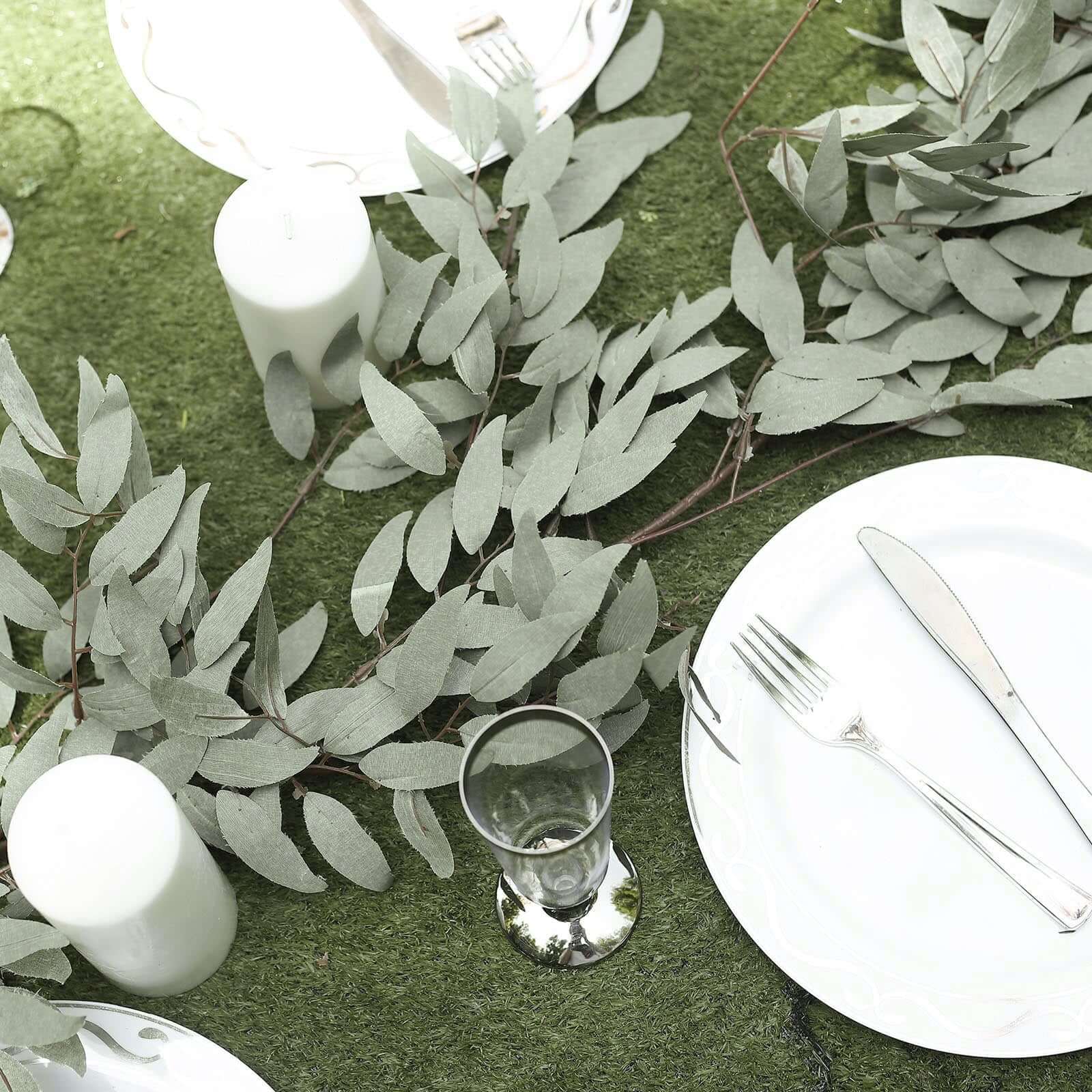 5ft Frosted Real Touch Artificial Willow Leaf Garland, Flexible Vine