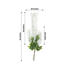 5 Pack 44" Silk Hanging Wisteria Flower Garland Vines in White, 3 Strands in 1 Bush
