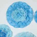 Set of 6 Aqua Blue Giant Carnation 3D Paper Flowers Wall Decor - 12",16",20"