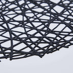 6-Pack Vinyl Placemats Black Woven Design - Durable Non-Slip Round Table Mats for Dining 15"