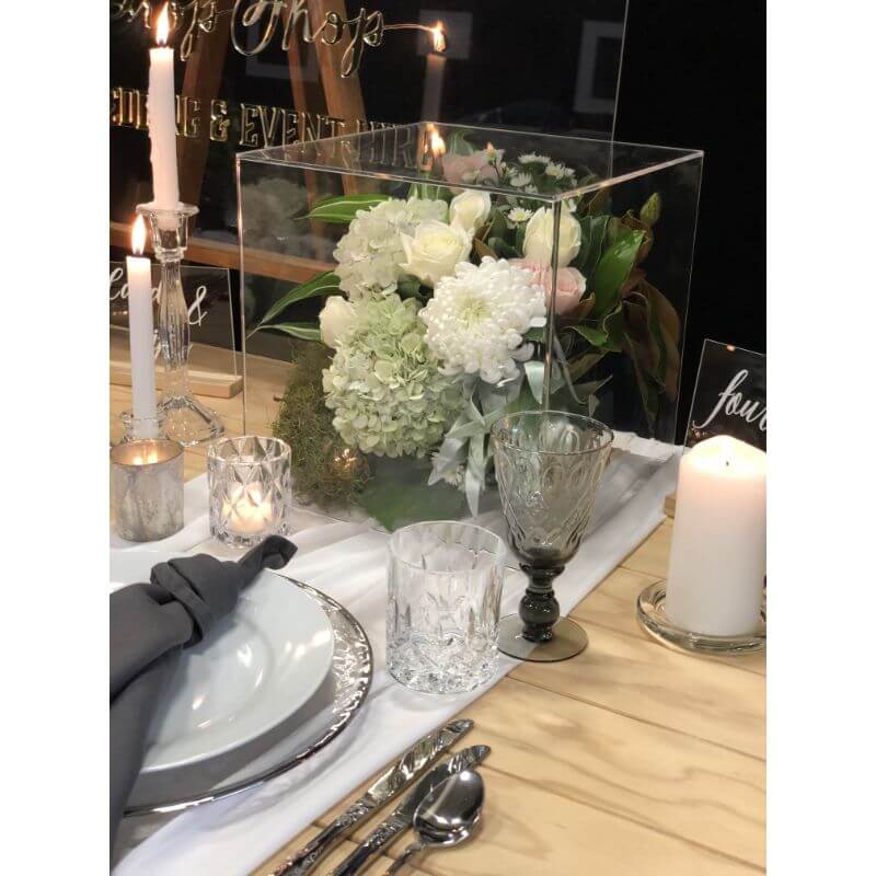 12" Clear Mirrored Acrylic Display Box, Transparent Pedestal Riser with Interchangeable Lid and Base