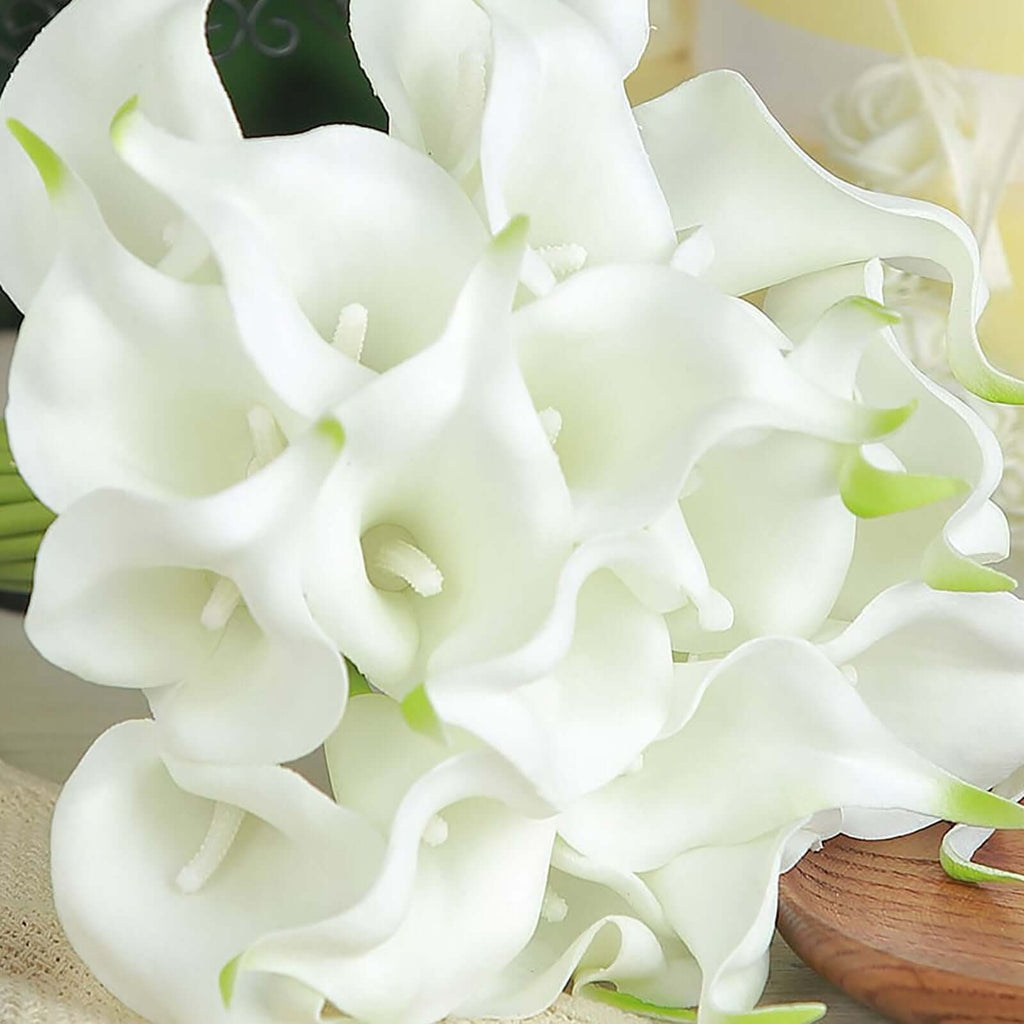 20 Stems 14" White Artificial Poly Foam Calla Lily Flowers