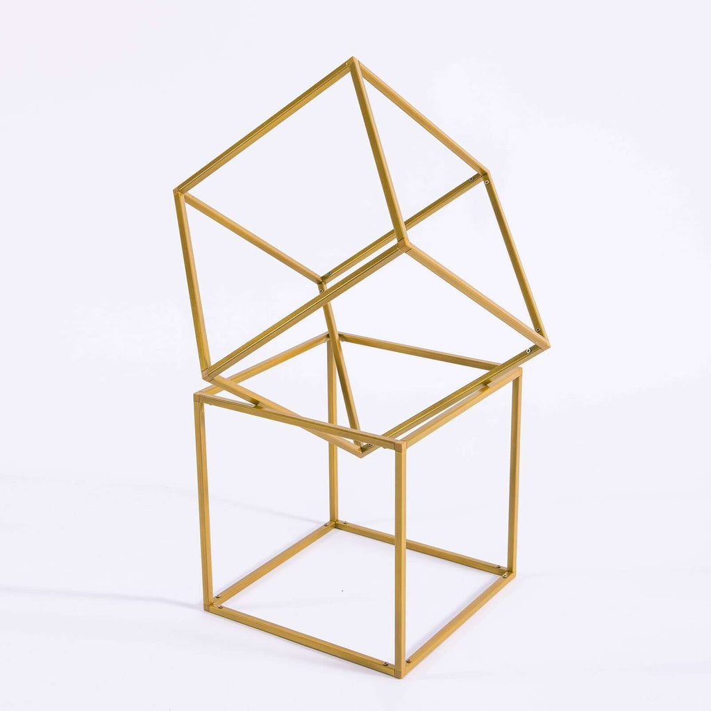 2-Pack Metal Flower Stands Gold Geometric Wedding Centerpieces Square Frame - Durable Display 12"