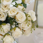 2 Pack 12" Ivory Artificial Open Rose Flower Arrangements, Small Faux Floral Bouquets