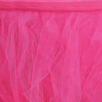 Tulle 14ft Table Skirt Fuchsia - 4 Layer Pleated Tutu Table Cover