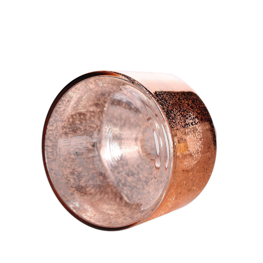 2-Pack Mercury Glass Vases Vessel Design Rose Gold - Stylish Flower Centerpieces for Events 8"