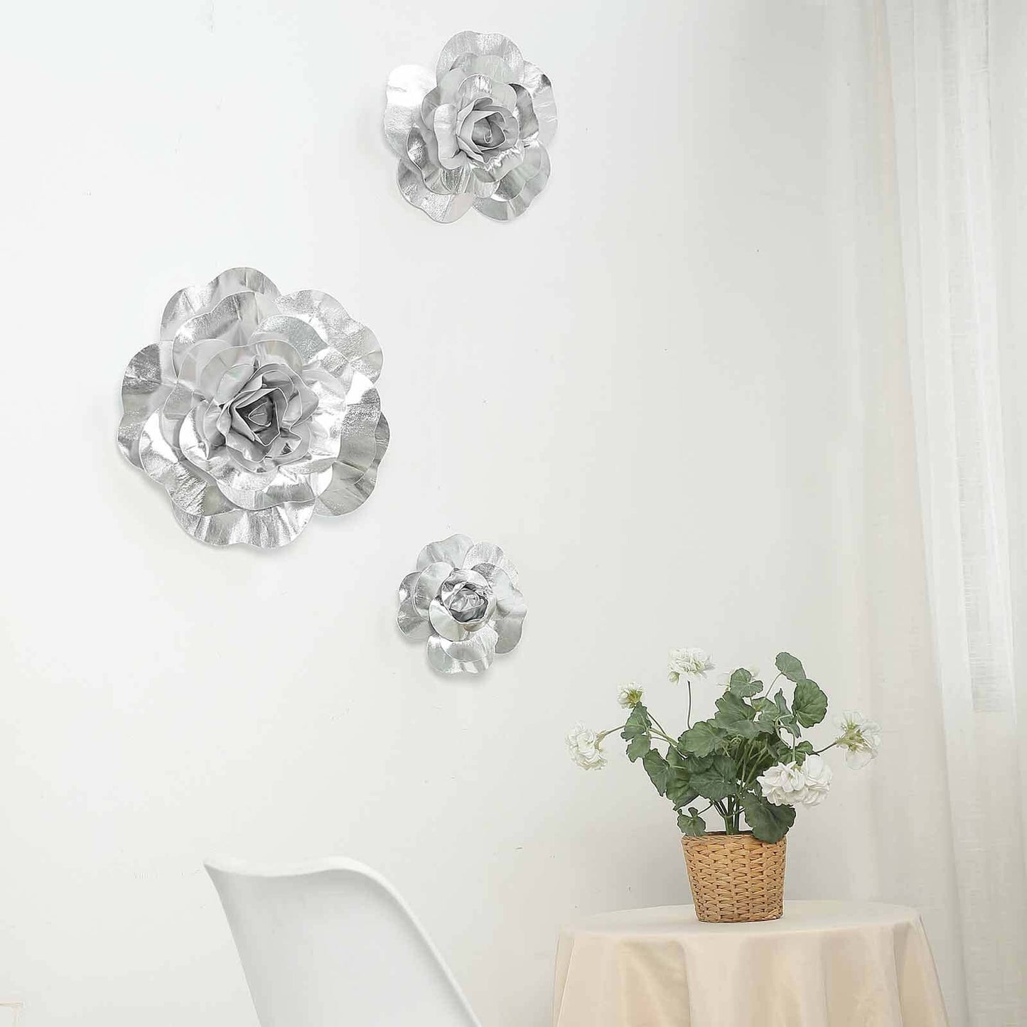 2 Pack 24" Large Silver Real Touch Artificial Foam DIY Craft Roses