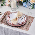 6-Pack Table Mats Wheat Design Rose Gold - Vinyl Rectangle Non-Slip Surface for Stylish Settings 12"x18"