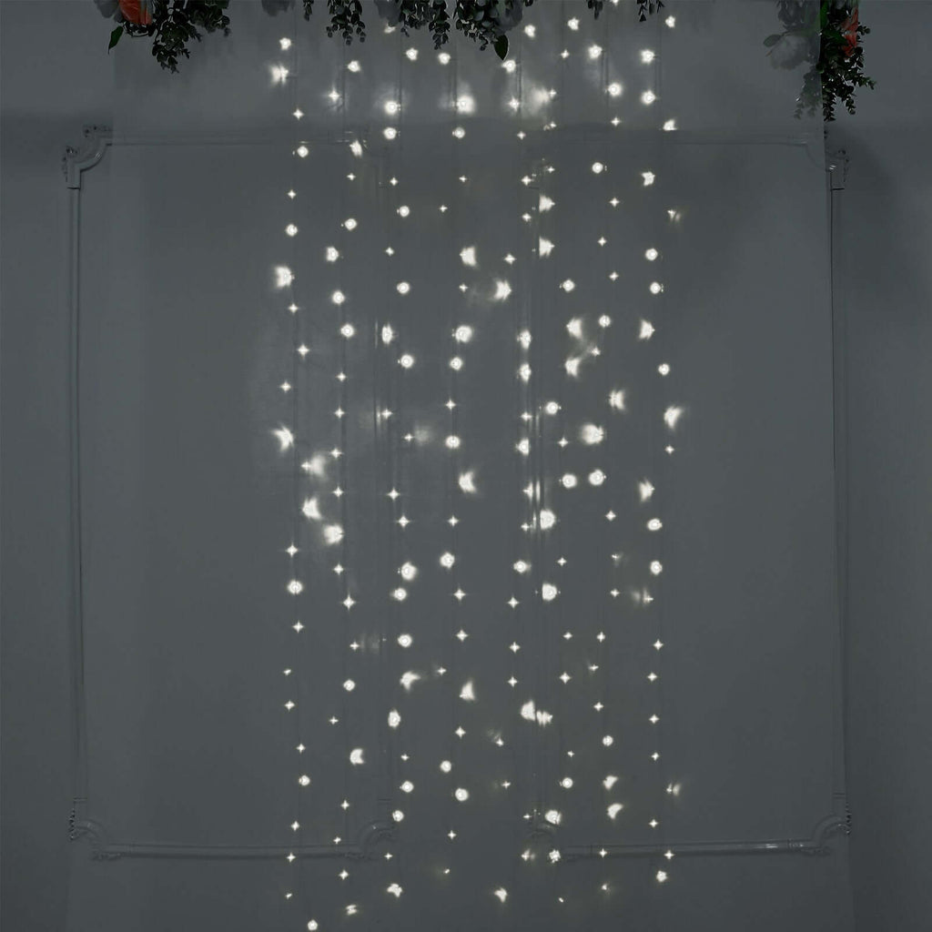 5ftx8ft Cool White 192 LED Icicle Curtain Fairy String Lights with 8 Modes