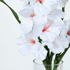 3 Stems 36" Tall White Artificial Silk Gladiolus Flower Spray Bush