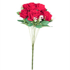 2 Bushes 18" Real Touch Red Artificial Rose Flower Bouquet, Silk Long Stem Flower Arrangements