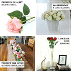 31" 24Pcs White Long Stem Artificial Silk Roses Flowers
