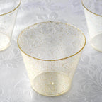 12-Pack Plastic Party Glasses Gold Glittered - Sparkly Disposable Cups for Events 9oz