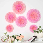 Set of 6 Blush Pink Carnation 3D Paper Flowers Wall Decor - 7",9",11"