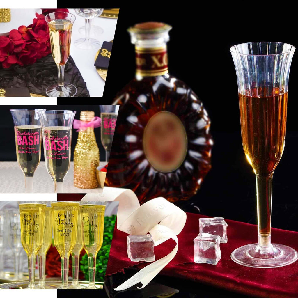 12-Pack Plastic Champagne Flutes Clear Flared Design - Lightweight Disposable Toasting Glasses 6oz