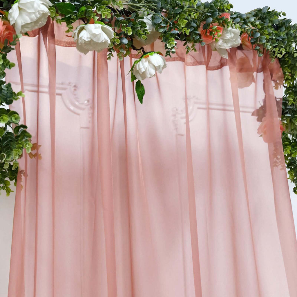 5ftx14ft Dusty Rose Chiffon Curtain Panel, Durable Flame Resistant Backdrop Ceiling Drapery With Rod Pocket
