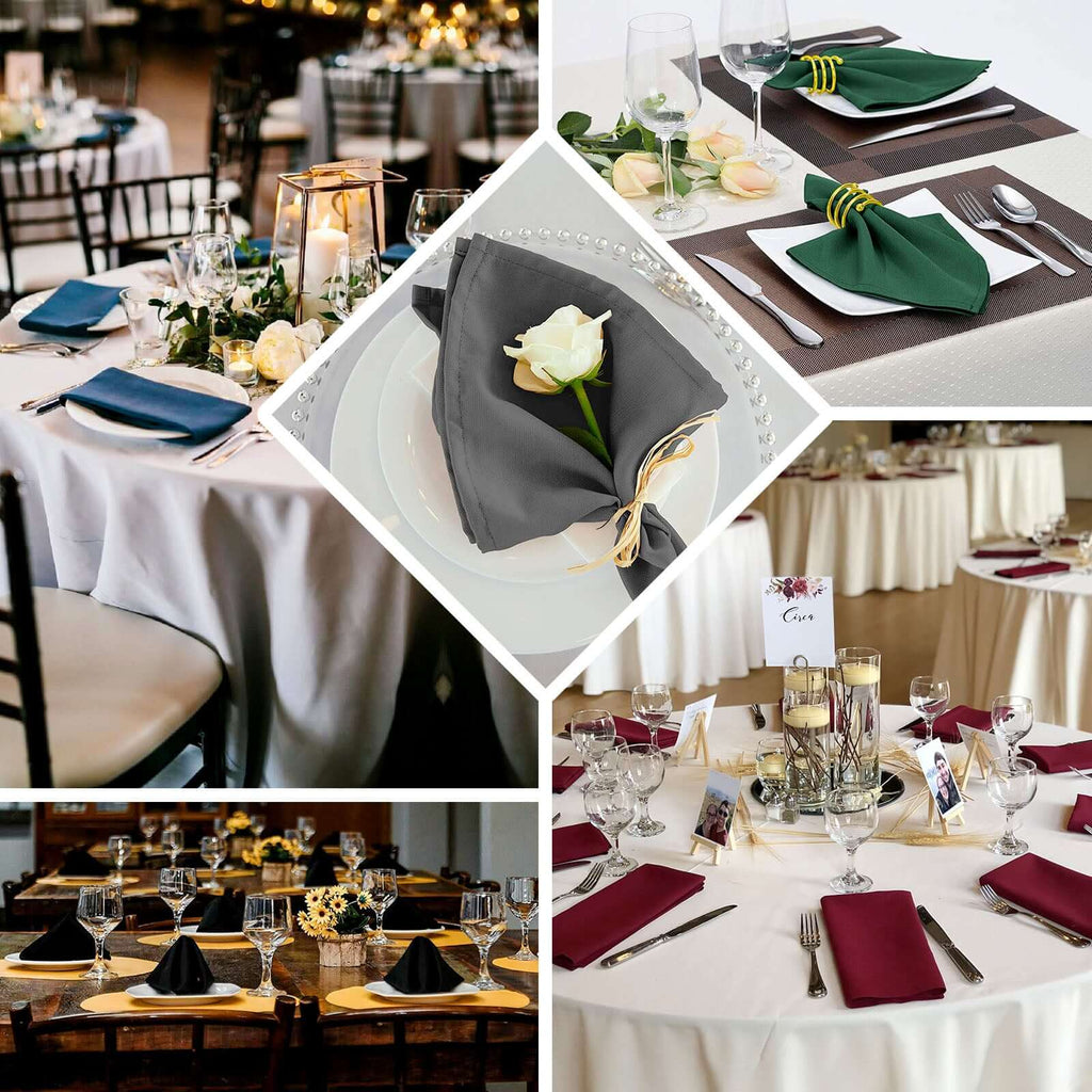 5 Pack Polyester 20"x20" Napkins Black - Wrinkle Resistant & Easy Care Cloth Napkins for Special Occasions