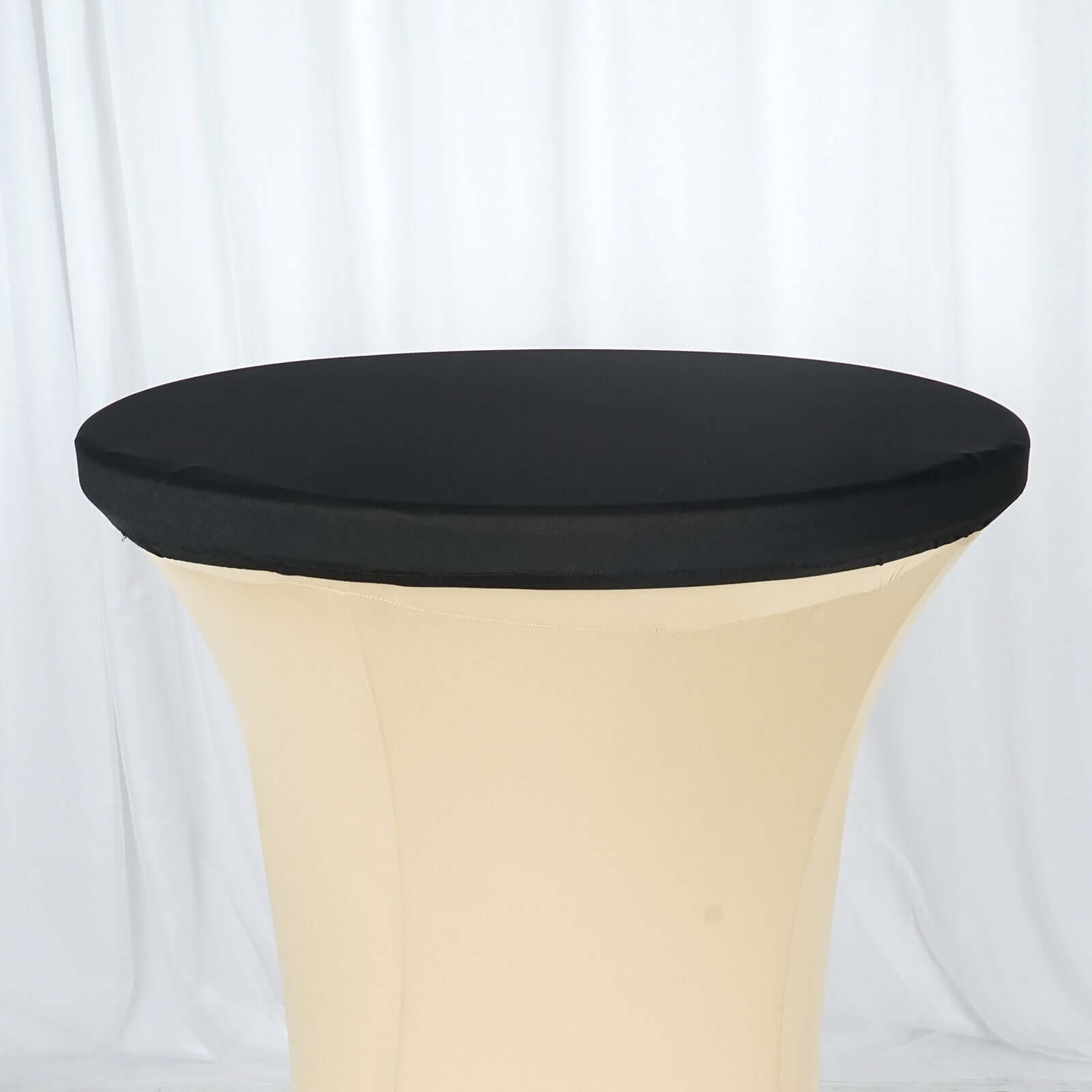 Spandex Table Top Cover Black Fitted Cocktail Topper - Wrinkle-Free Table Topper