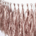 12 Pack Pre-Tied Rose Gold Paper Fringe Tassels With Garland String, Hanging Streamer Banner