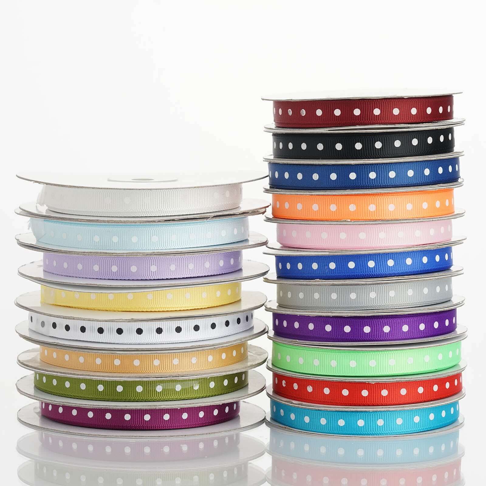 25 Yards 3/8" Eggplant Grosgrain Polka Dot Ribbon