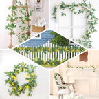 5.5ft Yellow Artificial Daisy Magnolia Leaf Flower Garland Faux Vine