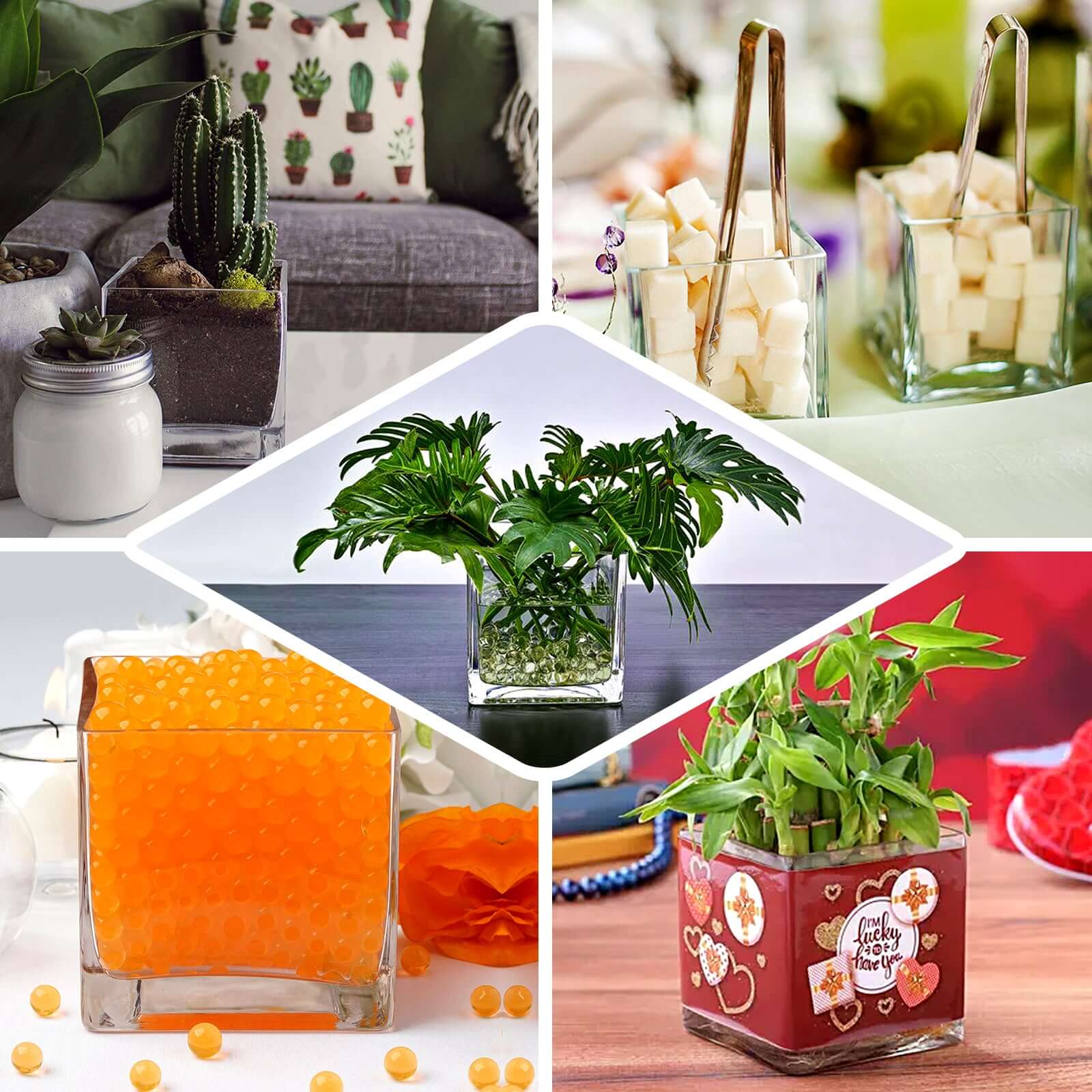 6-Pack Glass Flower Vases Heavy Duty Clear - Premium Table Centerpieces for Weddings 6"