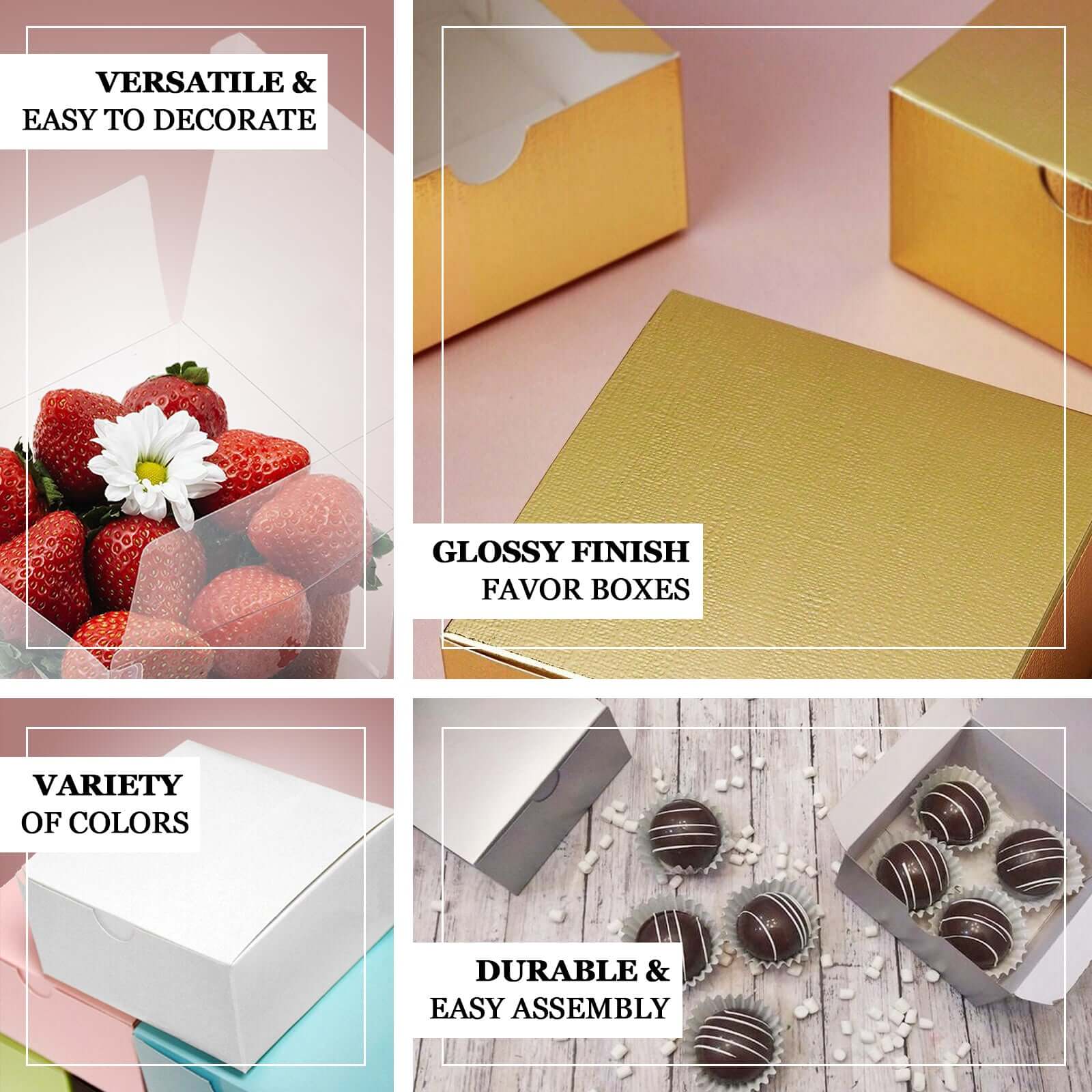 100 Pack 4"x4"x2" Fuchsia Cake Cupcake Party Favor Gift Boxes, DIY