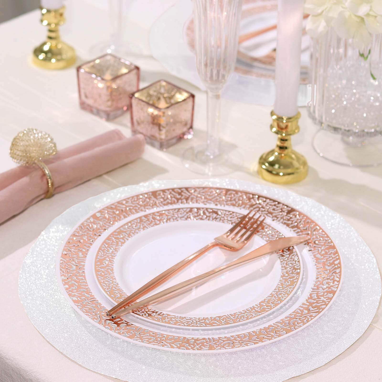 6-Pack Placemats Glitter Design Iridescent Sparkle Round - Non-Slip Decorative Dining Table Mats 13"