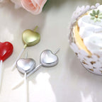 10-Pack Heart Shaped Cupcake Candles Love and Valentine Dessert Toppers - Red, Silver, and Gold