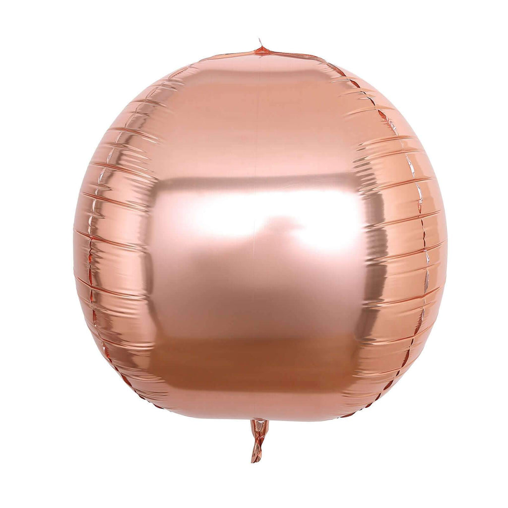 2 Pack 18" 4D Rose Gold Sphere Mylar Foil Helium or Air Balloons