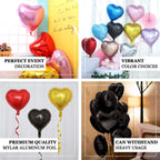 2 Pack 15" 4D Metallic Red Heart Mylar Foil Helium or Air Balloons