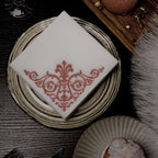 20 Pack Linen-Like Paper 5"x5" Napkins White - Rose Gold Fleur Vintage Airlaid Cocktail Napkins