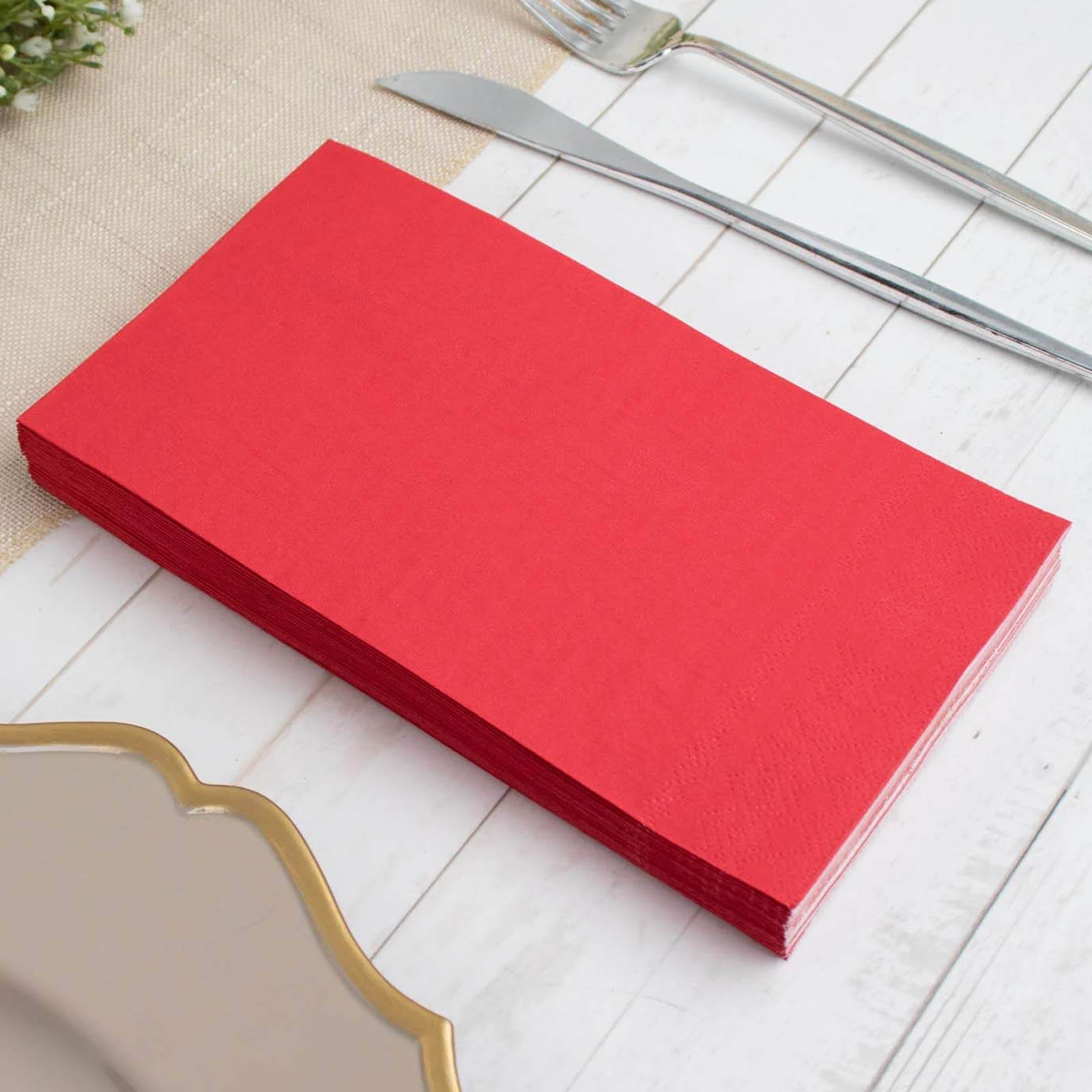 50-Pack Paper Napkins Red - Soft Disposable 2-Ply Dinner Napkins for Weddings