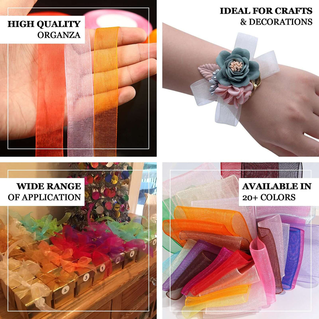 25 Yard 7/8" DIY Ivory Organza Ribbon With Mono Edge - Clearance SALE