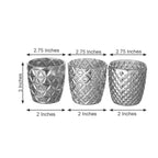 6-Pack Mercury Glass Votive Candle Holders Metallic Silver with Assorted Geometric Designs - Tealight Holders 3"