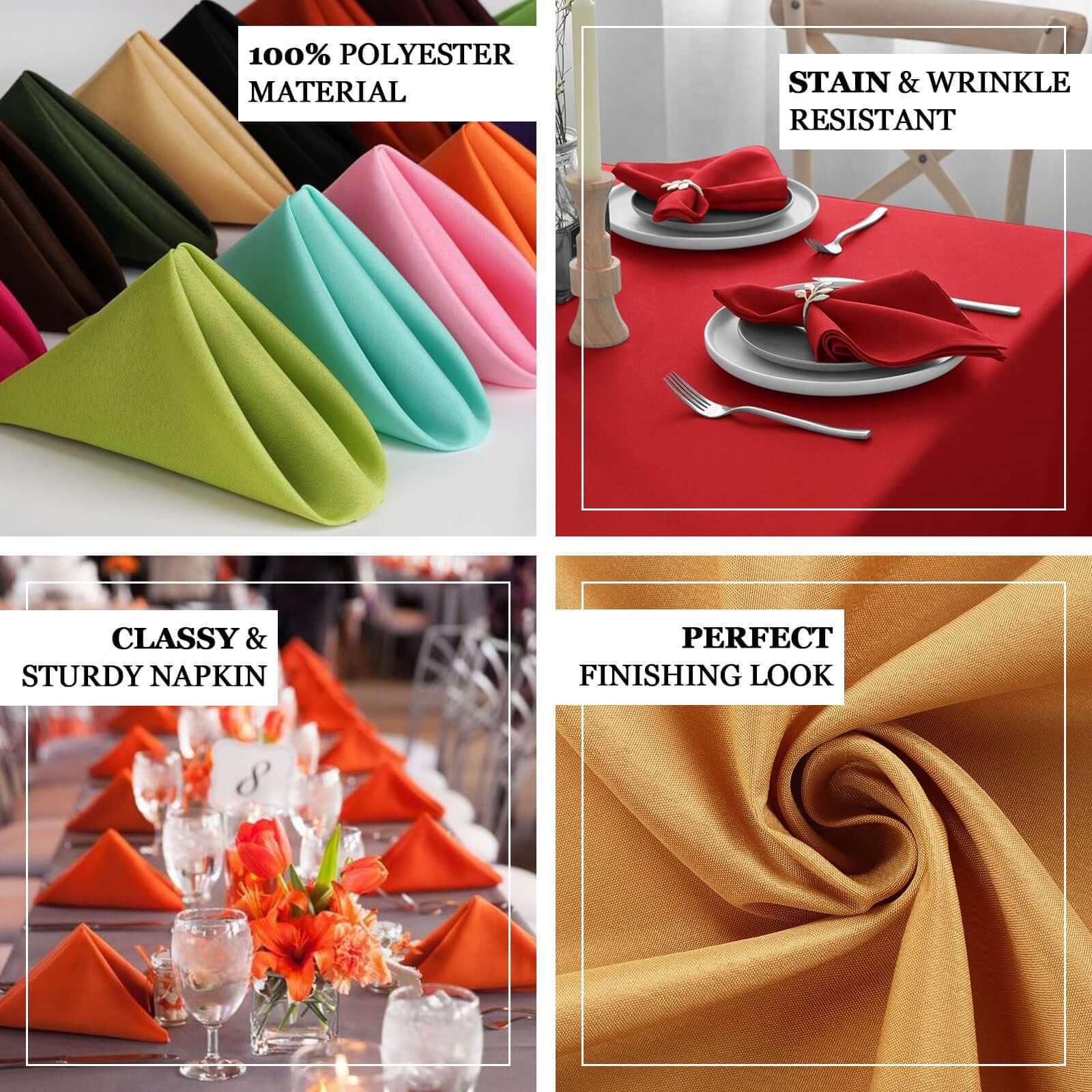 5 Pack Polyester 17"x17" Napkins Blush - Durable & Wrinkle Resistant Dinner Napkins