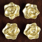 4-Pack Floating Candles Rose Flower Design Gold - Wedding Vase Fillers for Events 2.5"