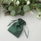 12 Pack 4"x6" Hunter Emerald Green Satin Wedding Party Favor Bags, Drawstring Pouch Gift Bags