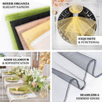 10 Pack Organza 23"x23" Napkins Olive Green - Sheer Cloth Napkins