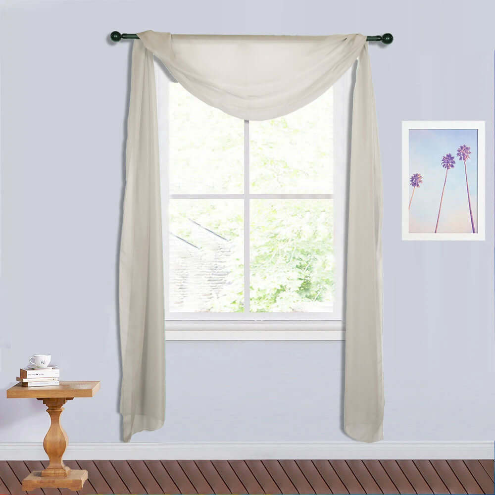 18ft Silver Sheer Organza Wedding Arch Drapery Fabric, Window Scarf Valance