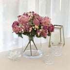 2 Pack Artificial Rose & Peony Floral Arrangements â€“ 12" Dusty Rose Silk Bouquets for Weddings & Home DÃ©cor