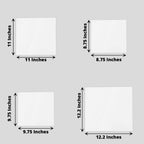 Set of 4 Acrylic Plexiglass Sheets Square Top Plates Assorted Sizes White - Protective Film Coating 3mm Thick