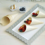 50-Pack Pine Wood Food Cones Eco Friendly Natural Disposable Design - 100% Biodegradable Tasting Serving Cones 6"