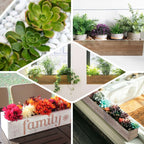 White Wood Planter Rectangular Box 30"x6"- Durable Decor with Removable Plastic Liner for Tables